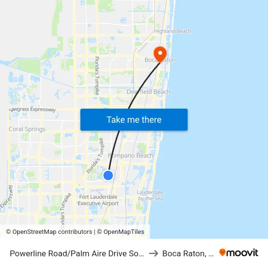 Powerline Road/Palm Aire Drive South to Boca Raton, FL map