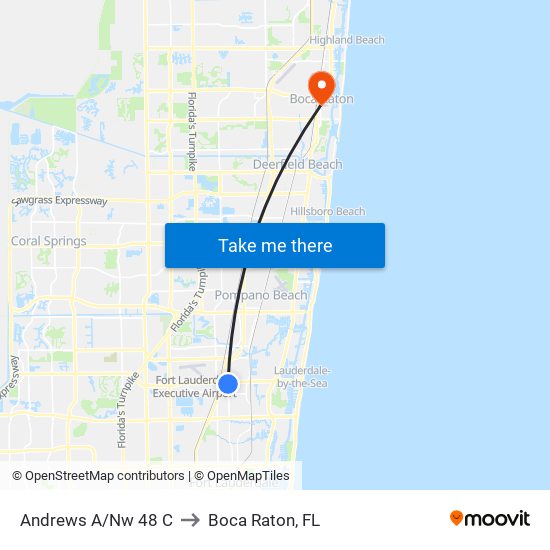 Andrews A/Nw 48 C to Boca Raton, FL map