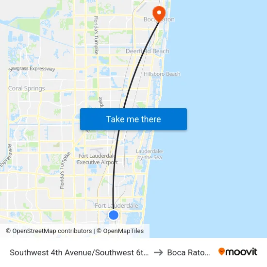 Southwest 4th Avenue/Southwest 6th Street to Boca Raton, FL map