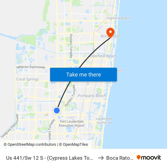 Us 441/Sw 12 S - (Cypress Lakes Town Center) to Boca Raton, FL map