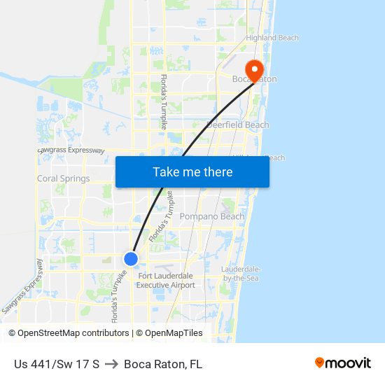 Us 441/Sw 17 S to Boca Raton, FL map