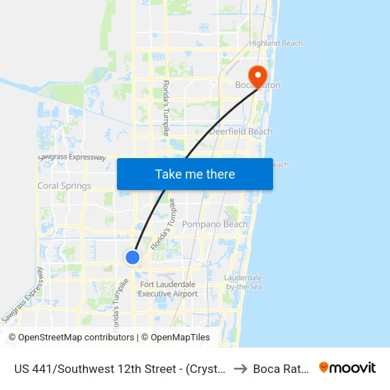US 441/Southwest 12th Street - (Crystal Creek Plaza) to Boca Raton, FL map