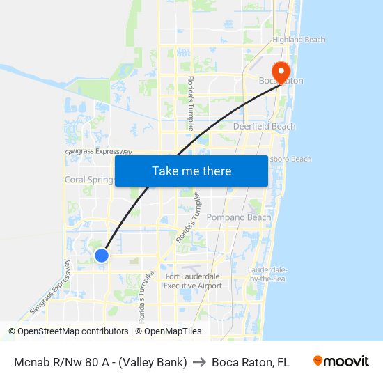 MCNAB R/NW 80 A - (VALLEY BANK) to Boca Raton, FL map