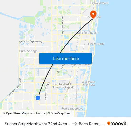 Sunset Strip/Northwest 72nd Avenue to Boca Raton, FL map