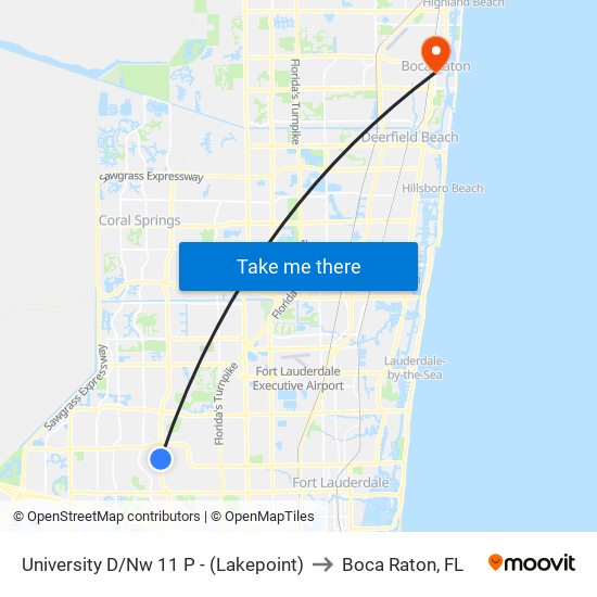 UNIVERSITY D/NW 11 P - (LAKEPOINT) to Boca Raton, FL map