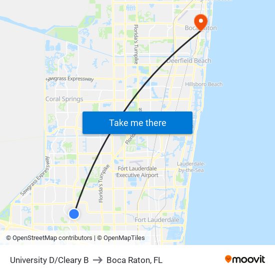 University D/Cleary B to Boca Raton, FL map