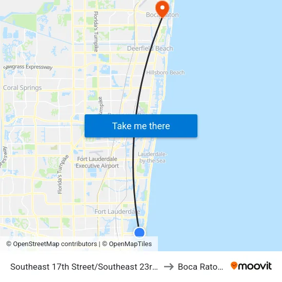 Southeast 17th Street/Southeast 23rd Avenue to Boca Raton, FL map