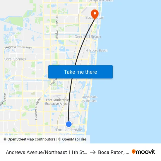 Andrews Avenue/Northeast 11th Street to Boca Raton, FL map