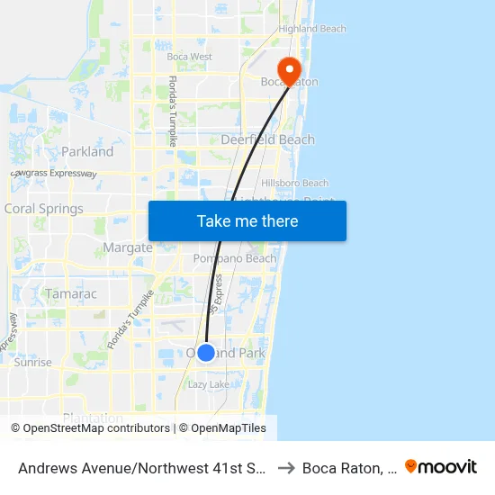 Andrews Avenue/Northwest 41st Street to Boca Raton, FL map