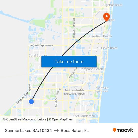 SUNRISE LAKES B/#10434 to Boca Raton, FL map