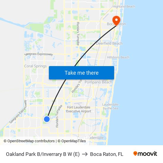 Oakland Park B/Inverrary B W (E) to Boca Raton, FL map