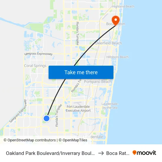 Oakland Park Boulevard/Inverrary Boulevard West (East) to Boca Raton, FL map