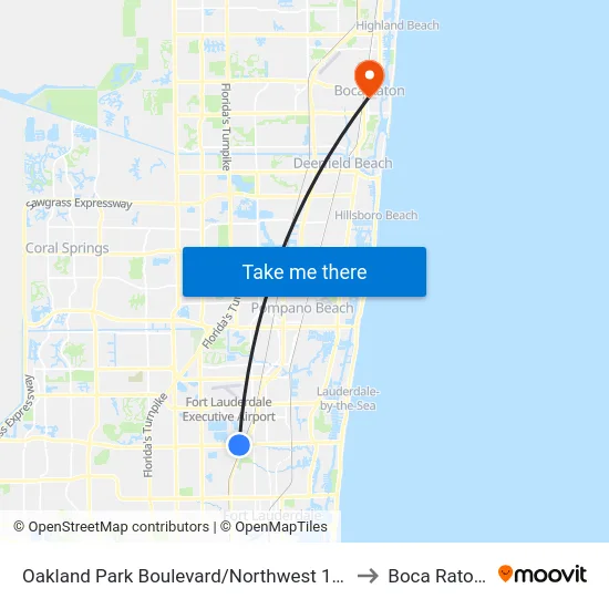 Oakland Park Boulevard/Northwest 18th Avenue to Boca Raton, FL map