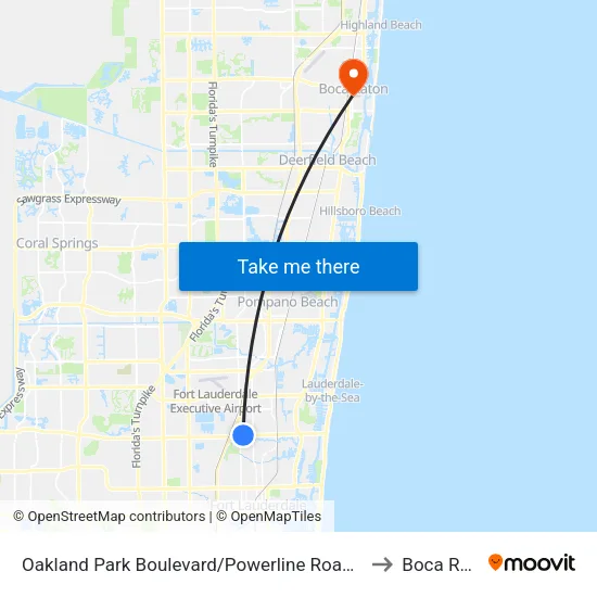 Oakland Park Boulevard/Powerline Road - (Northwest 9th Avenue) to Boca Raton, FL map