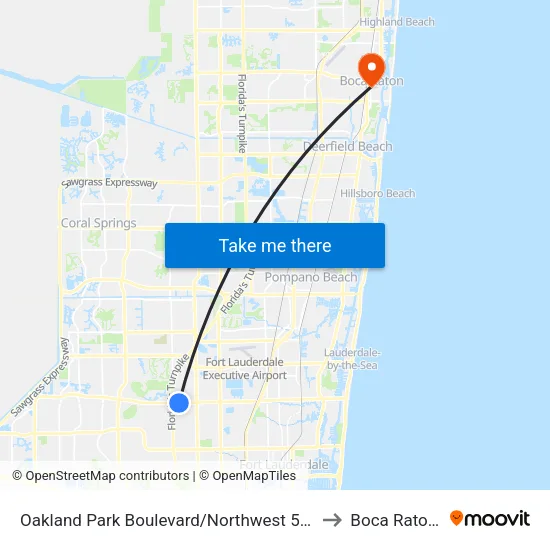 Oakland Park Boulevard/Northwest 50th Avenue to Boca Raton, FL map