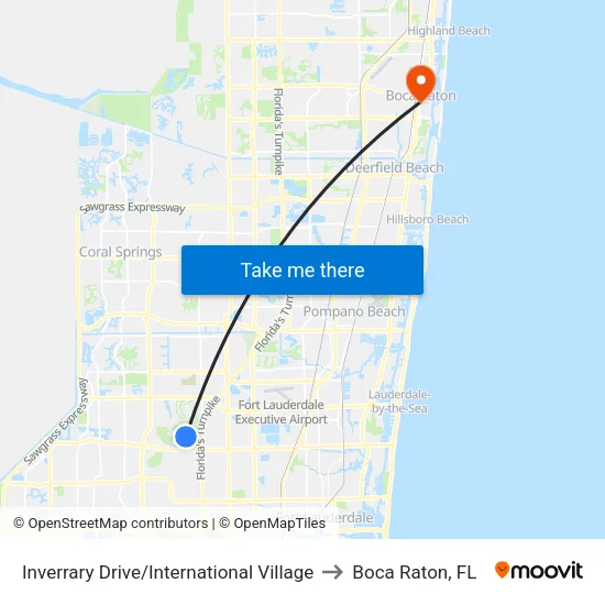 Inverrary Drive/International Village to Boca Raton, FL map