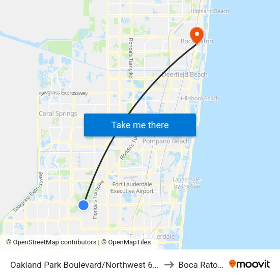 Oakland Park Boulevard/Northwest 64th Avenue to Boca Raton, FL map