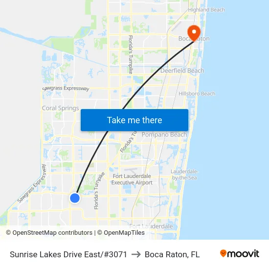 Sunrise Lakes Drive East/#3071 to Boca Raton, FL map