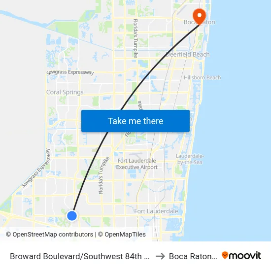 Broward Boulevard/Southwest 84th Avenue to Boca Raton, FL map