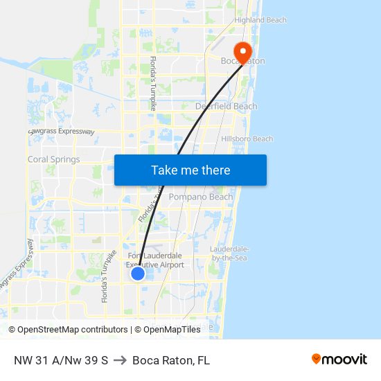 NW 31 A/Nw 39 S to Boca Raton, FL map