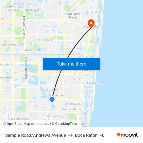 Sample Road/Andrews Avenue to Boca Raton, FL map