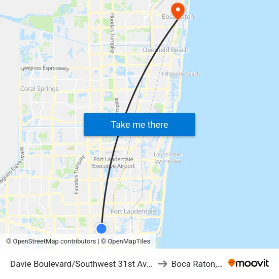 Davie Boulevard/Southwest 31st Avenue to Boca Raton, FL map