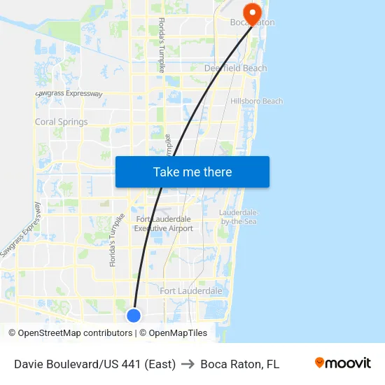 Davie Boulevard/US 441 (East) to Boca Raton, FL map