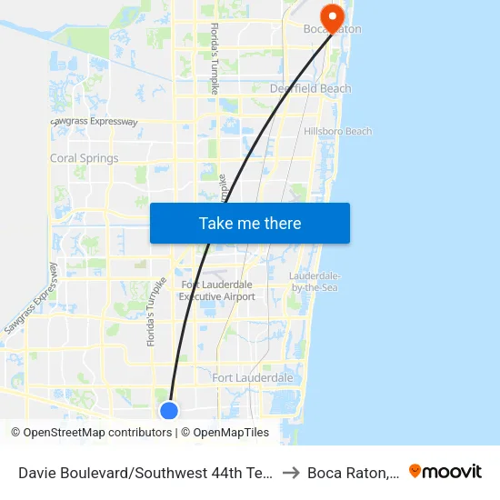 Davie Boulevard/Southwest 44th Terrace to Boca Raton, FL map