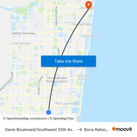 Davie Boulevard/Southwest 35th Avenue to Boca Raton, FL map