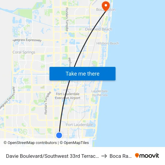 Davie Boulevard/Southwest 33rd Terrace - (Twin Oaks Plaza) to Boca Raton, FL map