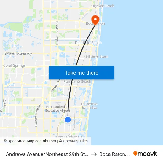 Andrews Avenue/Northeast 29th Street to Boca Raton, FL map