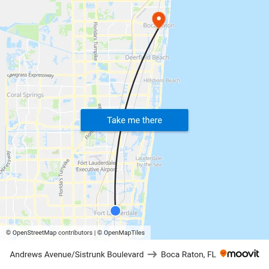 Andrews Avenue/Sistrunk Boulevard to Boca Raton, FL map