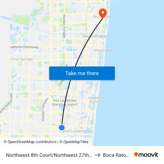 Northwest 8th Court/Northwest 27th Avenue to Boca Raton, FL map