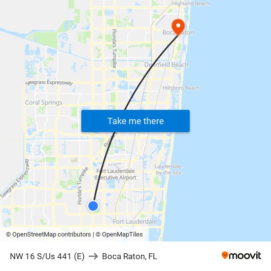 NW 16 S/Us 441 (E) to Boca Raton, FL map