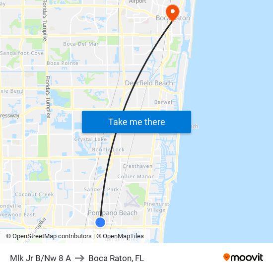 Mlk Jr B/Nw 8 A to Boca Raton, FL map