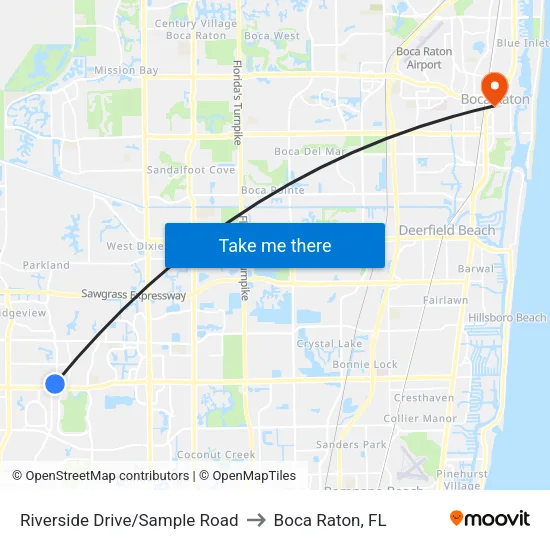 Riverside Drive/Sample Road to Boca Raton, FL map