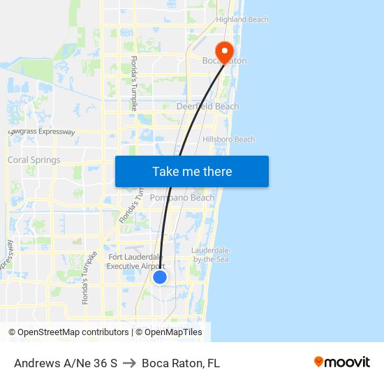 Andrews A/Ne 36 S to Boca Raton, FL map