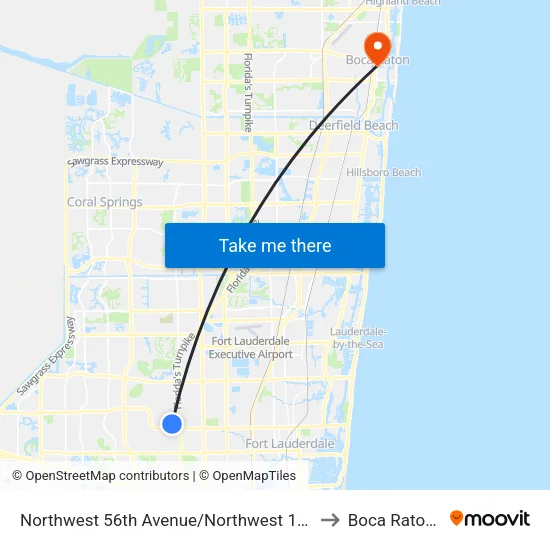 Northwest 56th Avenue/Northwest 12th Street to Boca Raton, FL map