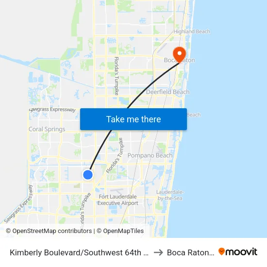 Kimberly Boulevard/Southwest 64th Terrace to Boca Raton, FL map