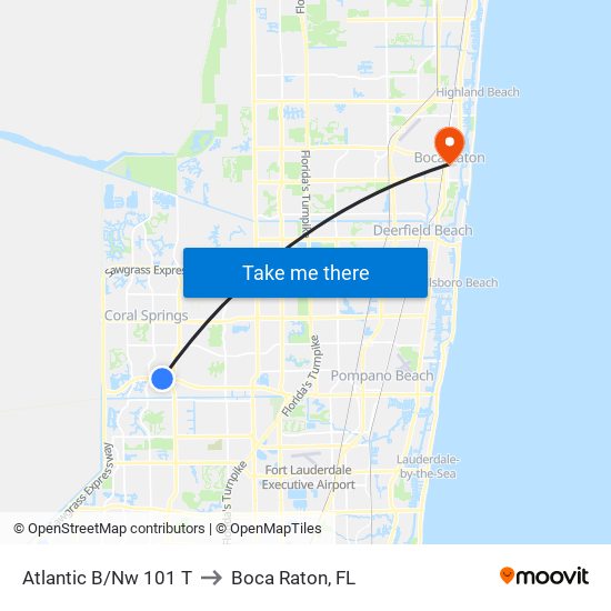 Atlantic B/Nw 101 T to Boca Raton, FL map