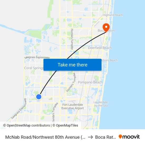 McNab Road/Northwest 80th Avenue (Lagos De Campo) to Boca Raton, FL map