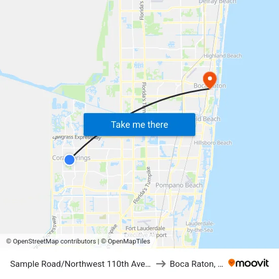 Sample Road/Northwest 110th Avenue to Boca Raton, FL map