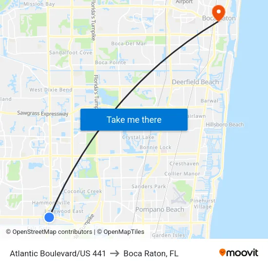 Atlantic Boulevard/US 441 to Boca Raton, FL map