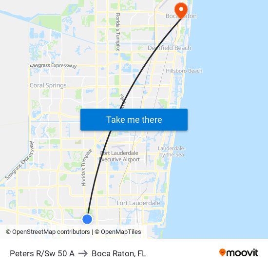 PETERS R/SW 50 A to Boca Raton, FL map