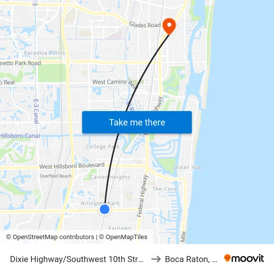 Dixie Highway/Southwest 10th Street to Boca Raton, FL map