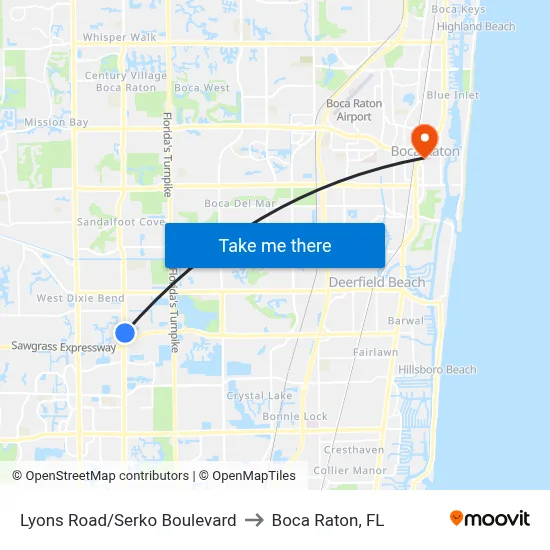 Lyons Road/Serko Boulevard to Boca Raton, FL map