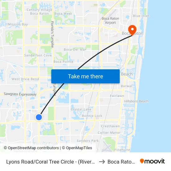 Lyons Road/Coral Tree Circle - (Rivera Palms) to Boca Raton, FL map