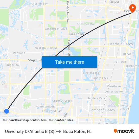 University D/Atlantic B (S) to Boca Raton, FL map