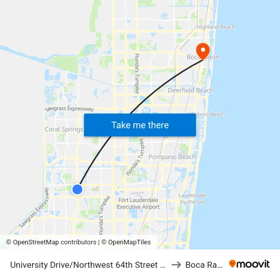 University Drive/Northwest 64th Street - (Concord Village II) to Boca Raton, FL map
