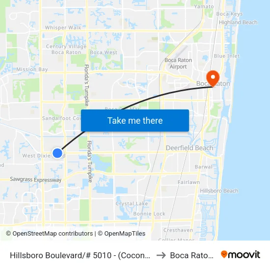Hillsboro Boulevard/# 5010 - (Coconut Creek) to Boca Raton, FL map